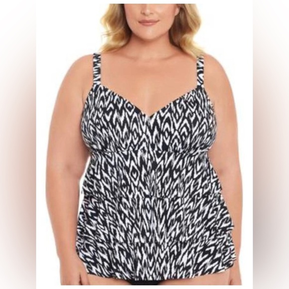 Swim Solutions Women's Size 8 Black Tiered One Piece Swimsuit | NEW/NWT!!🖤✔️☀️ - Picture 2 of 5